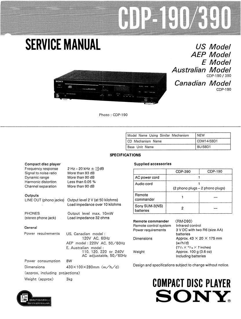 Sony cdp-707esd service manual